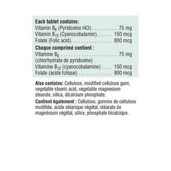 Jamieson B6 + B12 and Folic Acid packaging emphasizes convenient one-a-day tablets.