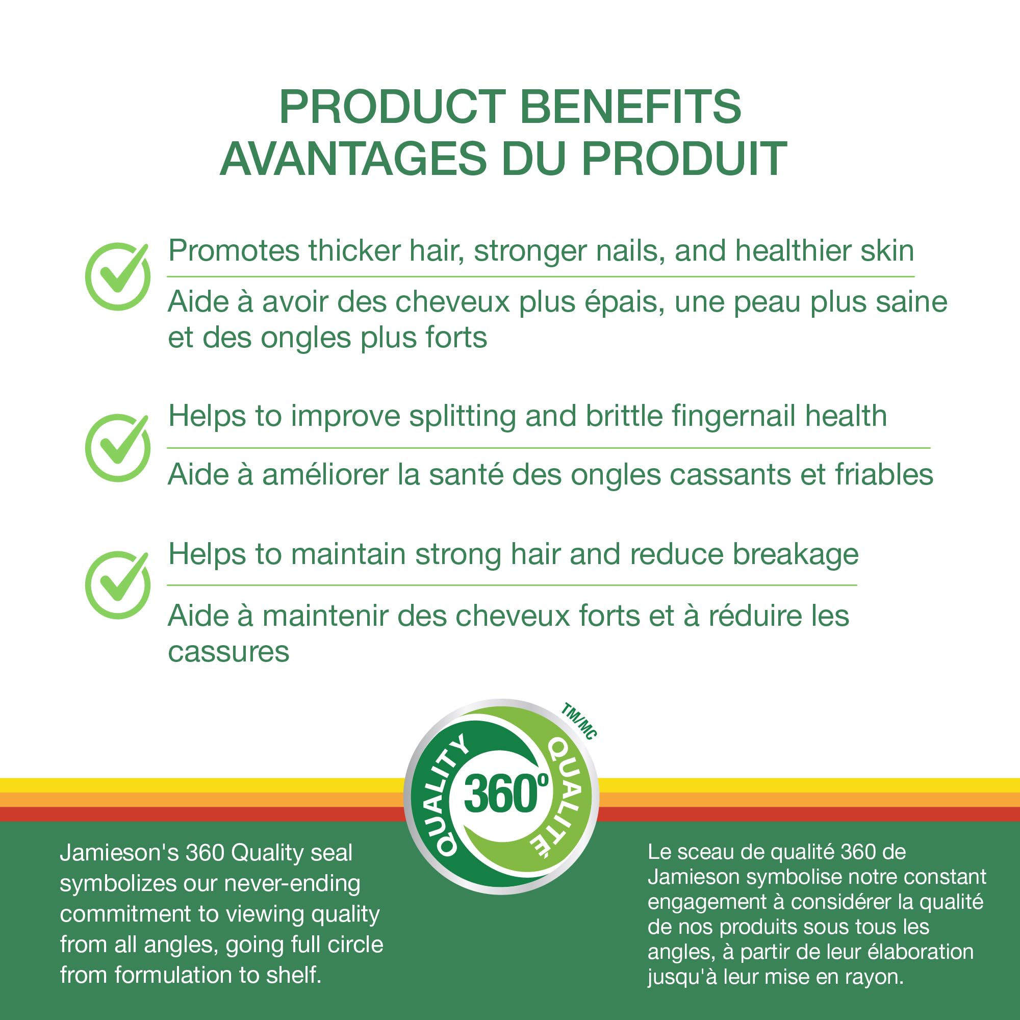Jamieson Biotin 10,000 mcg bottle label highlighting ultra strength