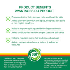Jamieson Biotin 10,000 mcg bottle label highlighting ultra strength