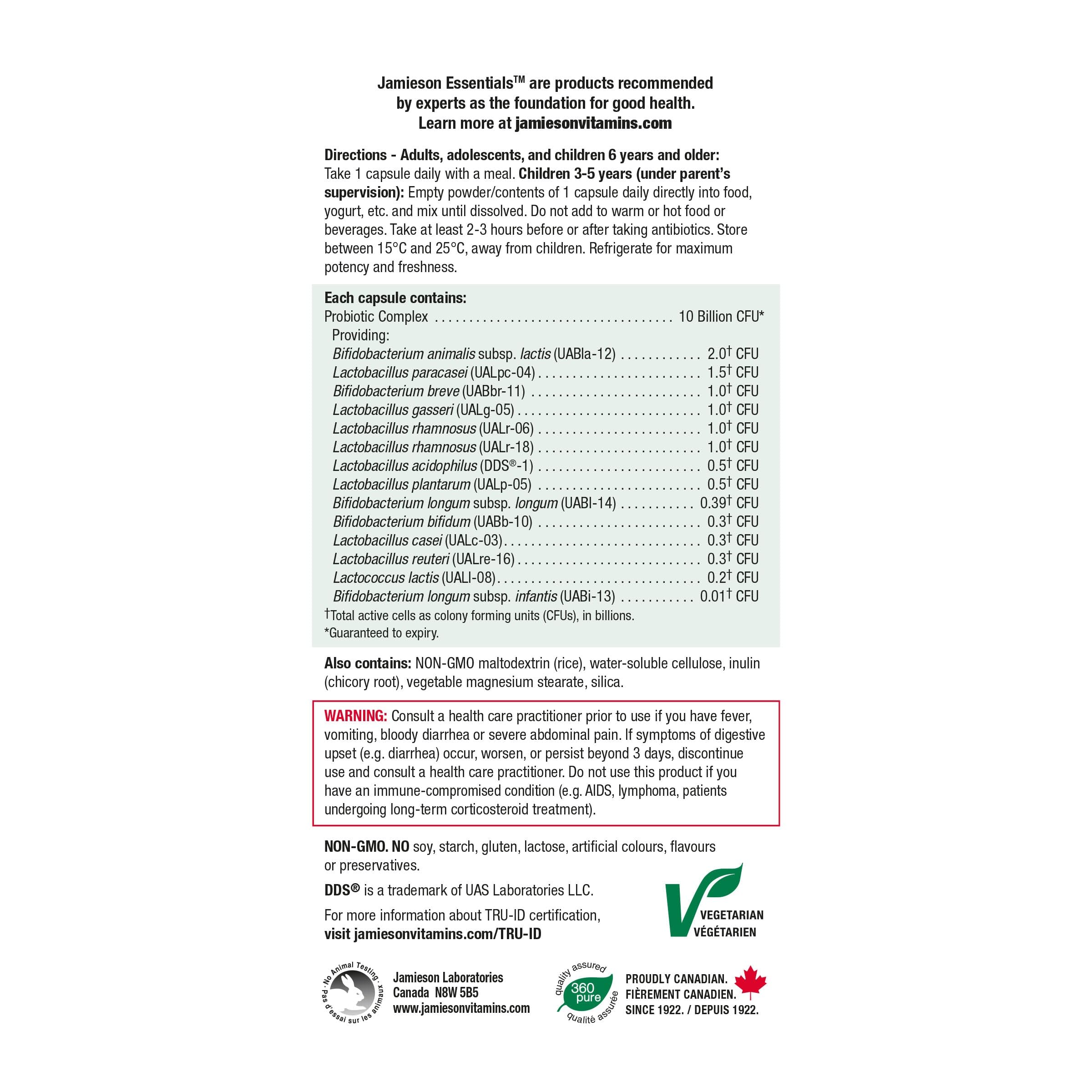 Jamieson moisture-sealed packaging protects active cells from humidity and preserves freshness