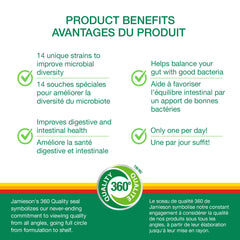 Jamieson probiotic label detail conveys product credibility and potency assurance