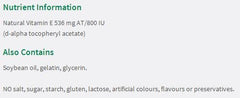 Close-up of Jamieson Vitamin E 800 IU softgels ideal for a simple daily routine
