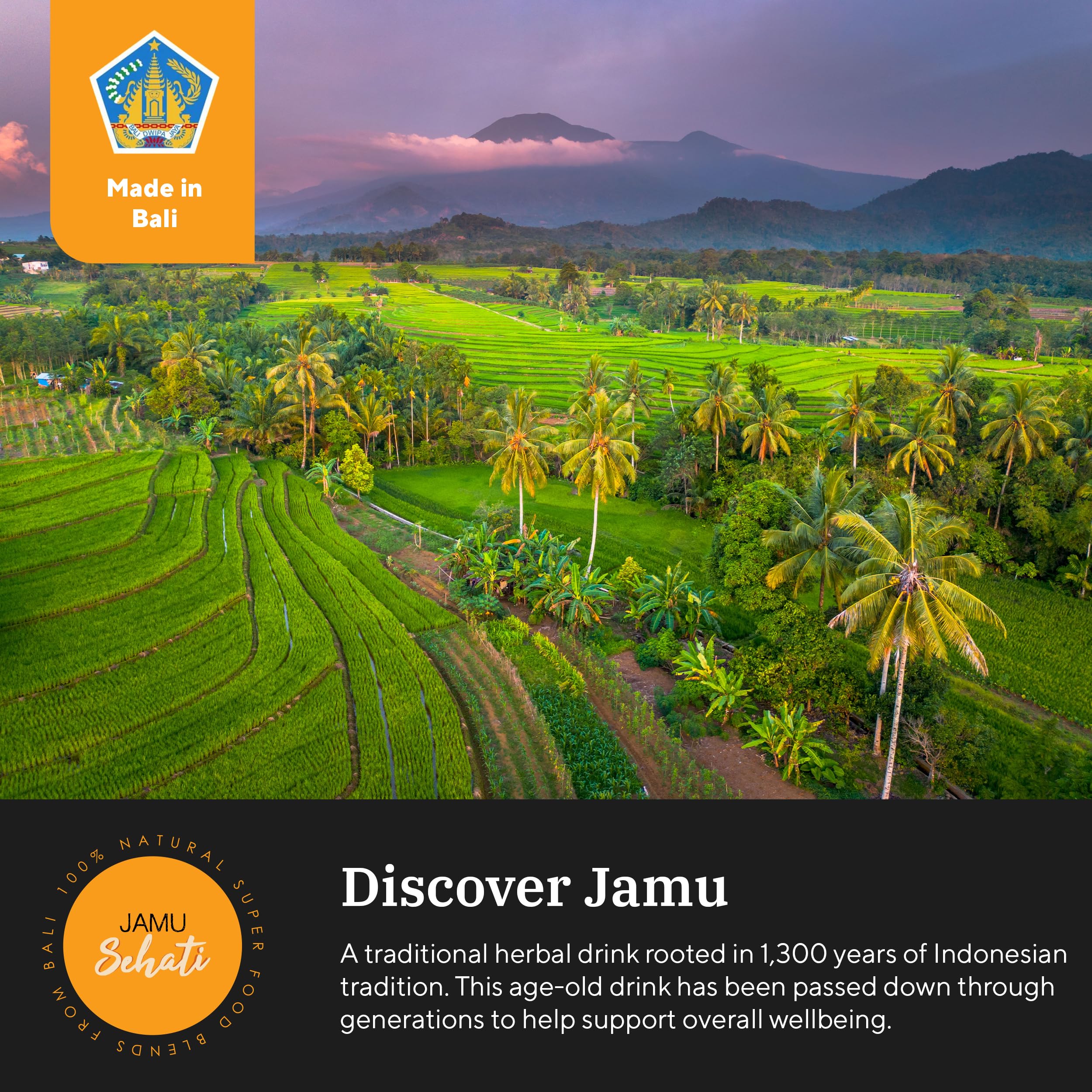 JAMUSEHATI ethical fair-trade packaging signals sustainable sourcing.