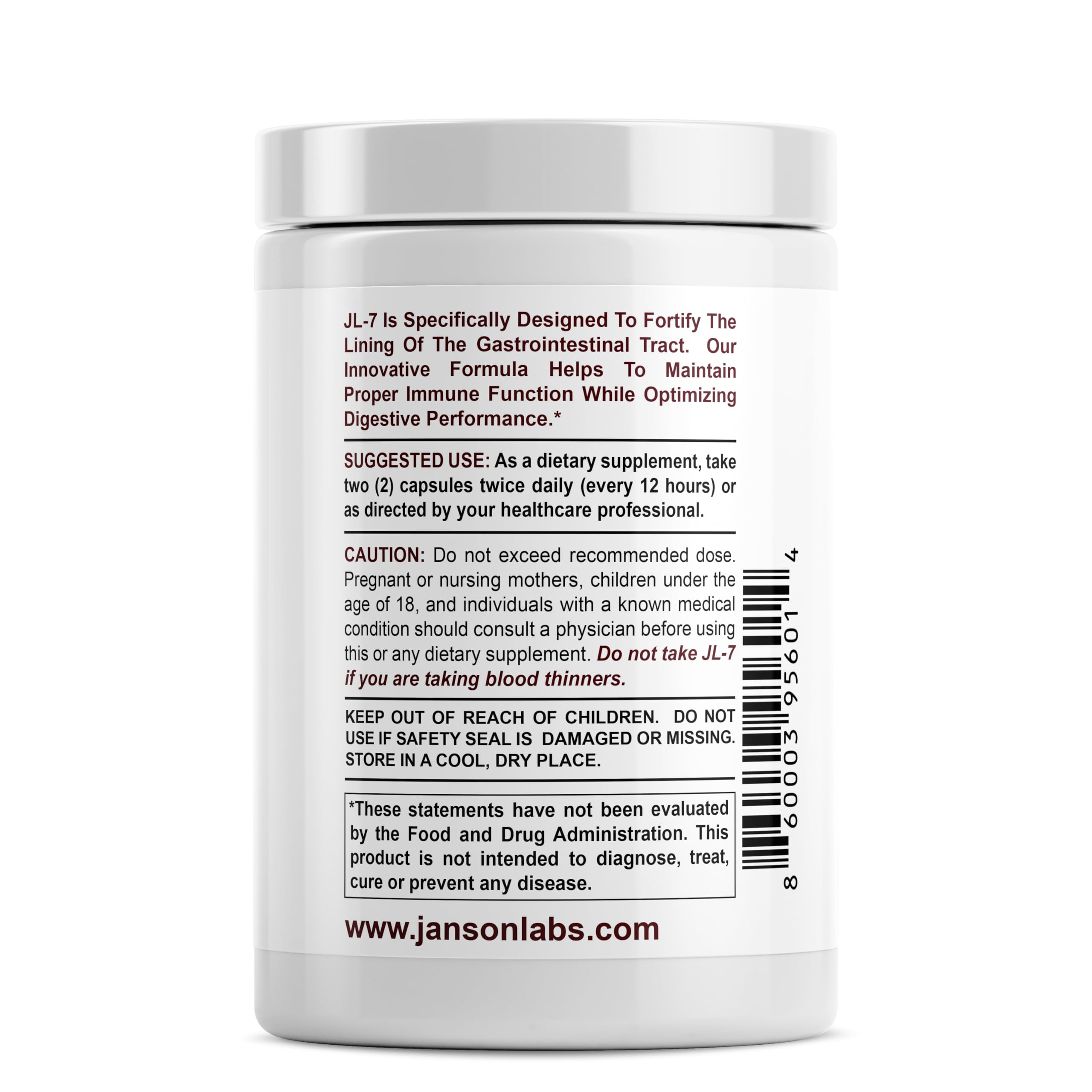 JL-7 gingerols capsules from Janson Labs for natural digestive support