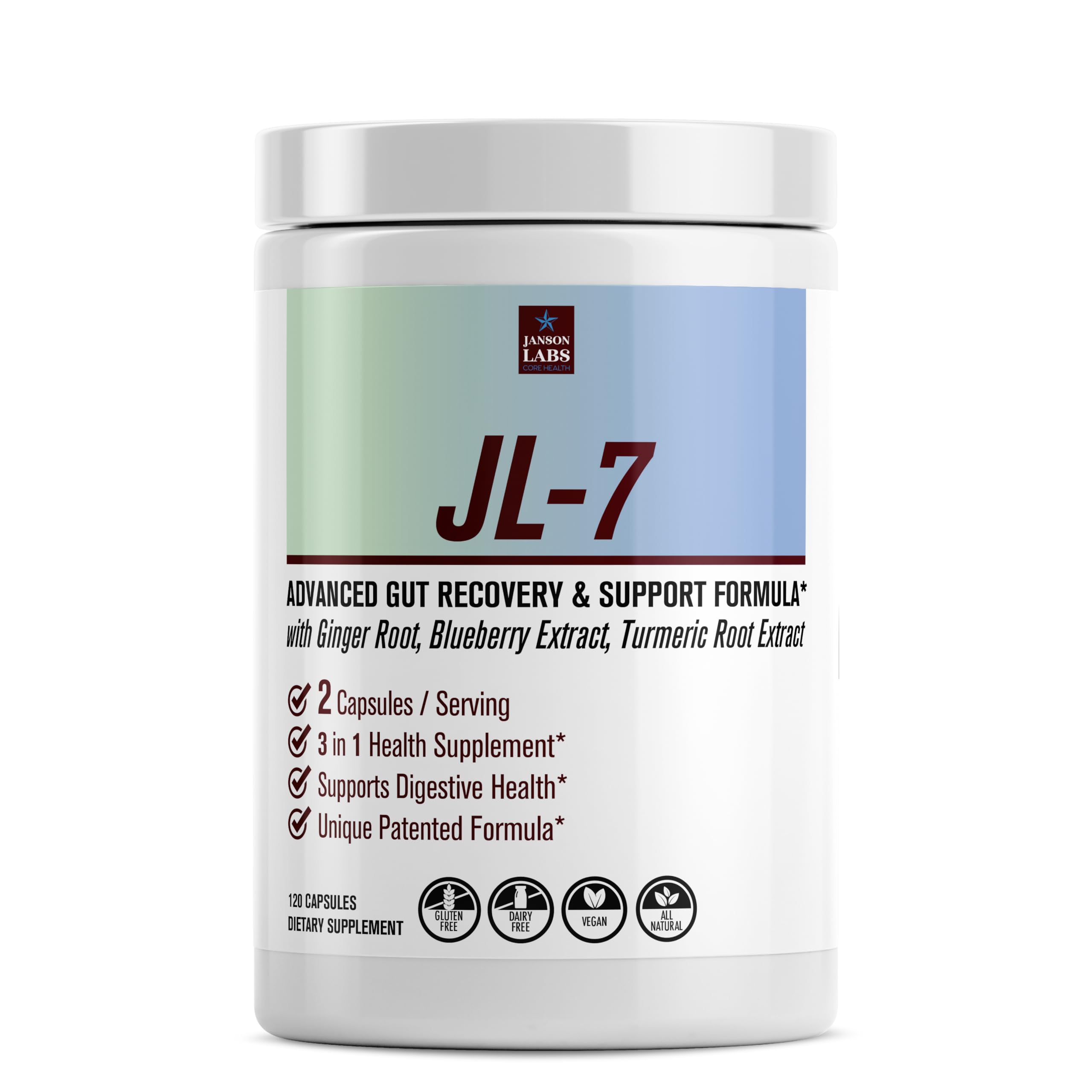 Janson Labs JL-7 turmeric-curcumin 95% capsules for gut comfort and digestion