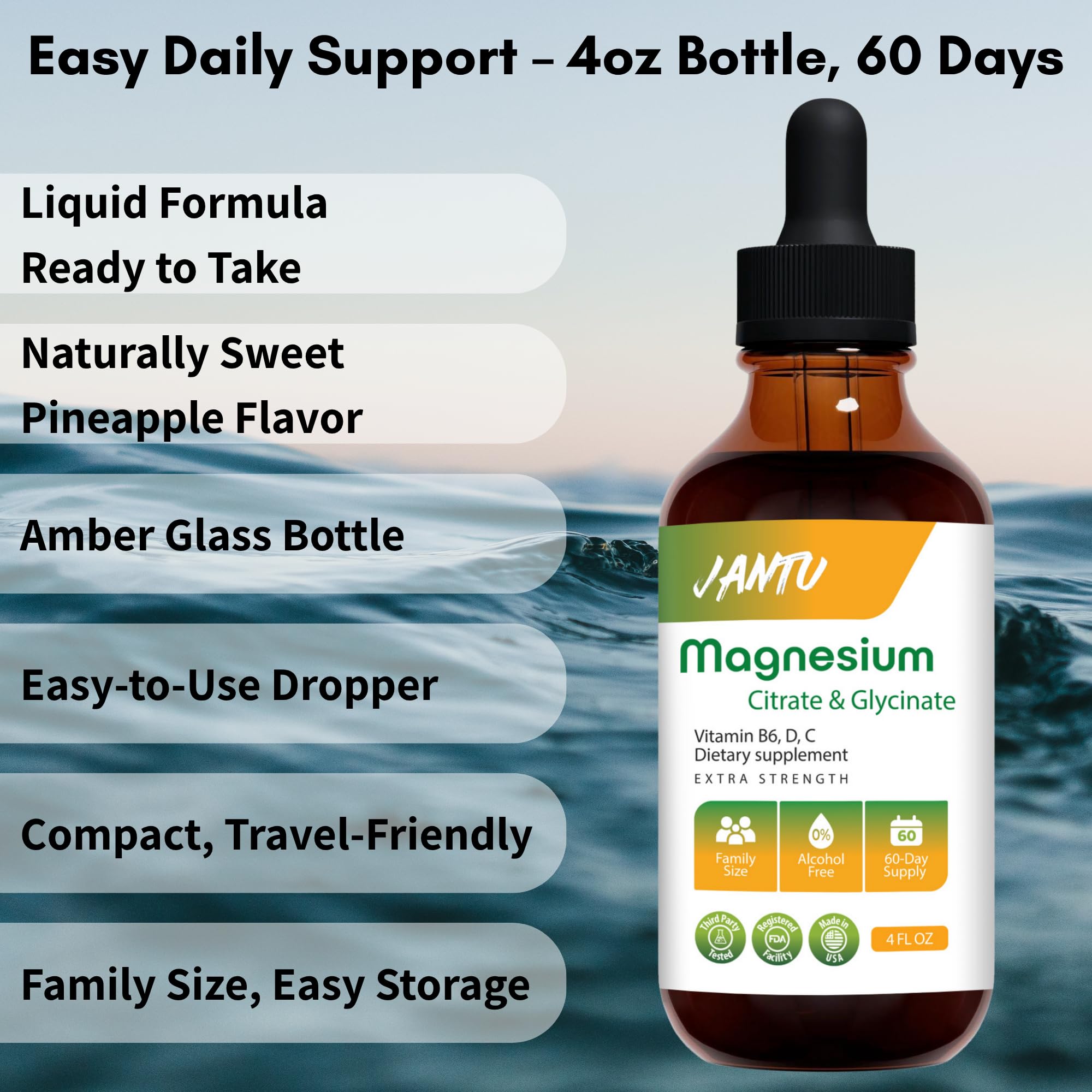 JANTU gym bag-friendly bottle with a 60-day supply