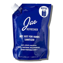 Jao Refresher refill bottle close-up highlighting premium packaging