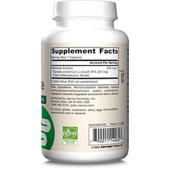 Label close-up Jarrow Artichoke 500mg bottle information.