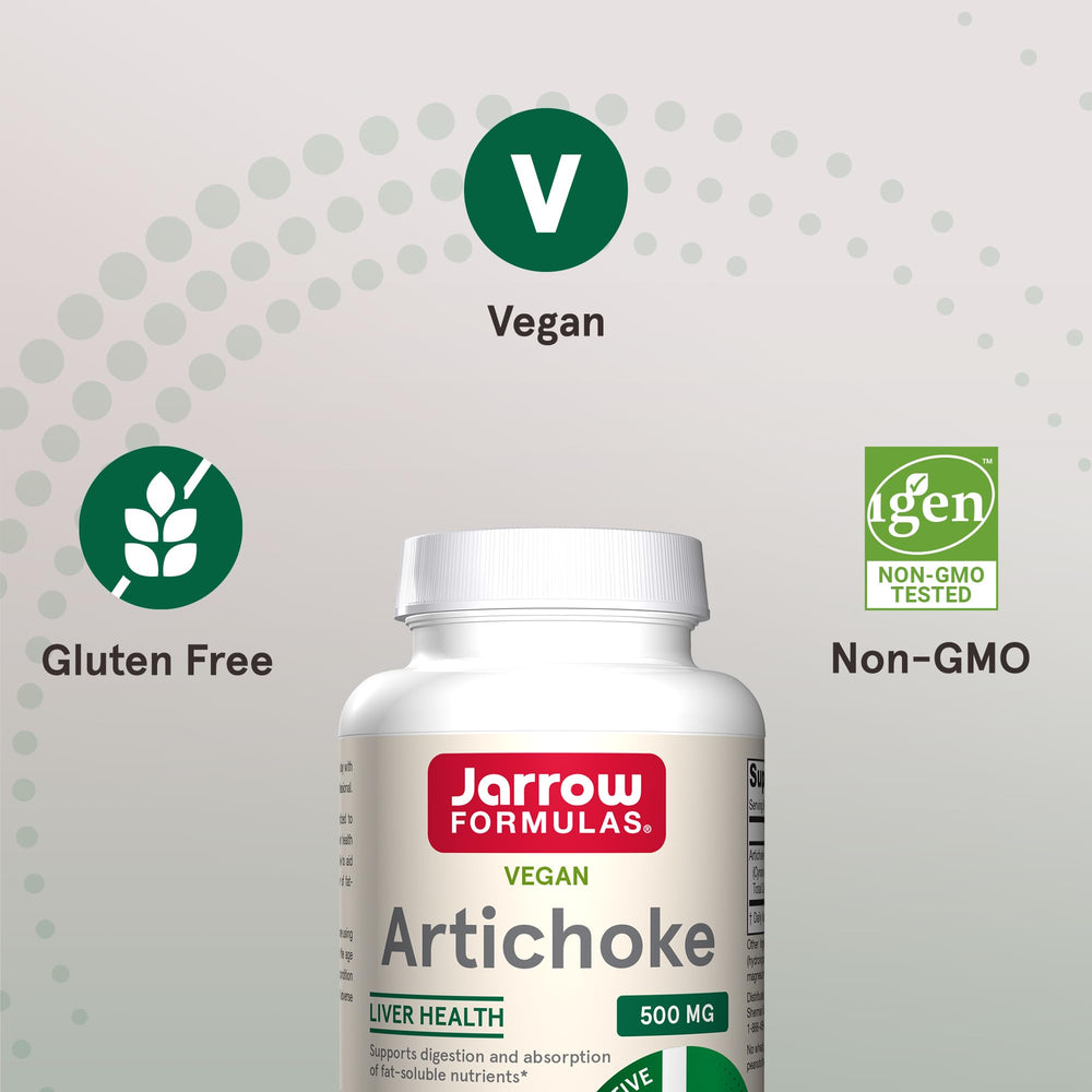 Ingredients panel on Jarrow Formulas Artichoke 500 mg bottle