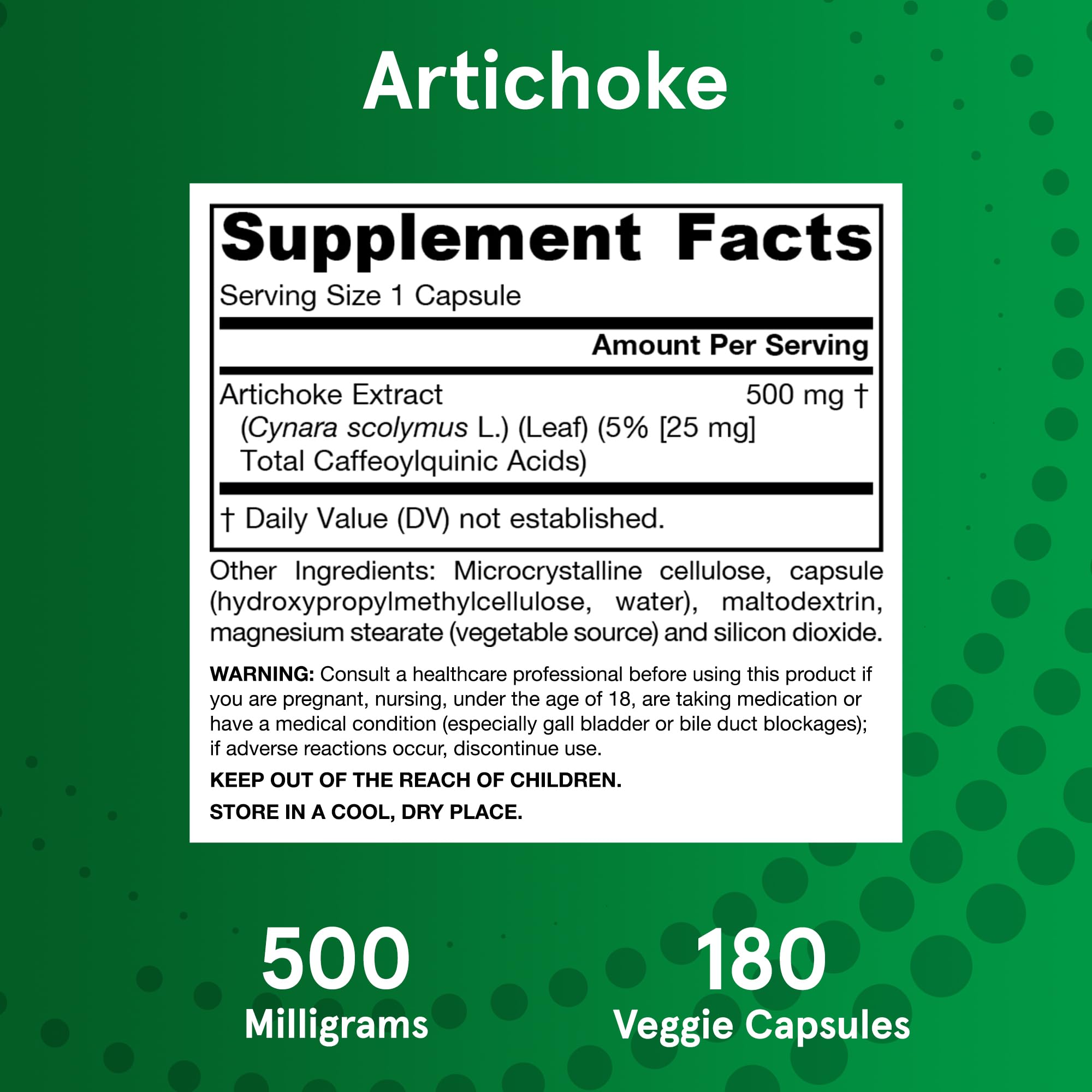 Vegan and gluten-free symbols on Jarrow Formulas Artichoke 500 mg product