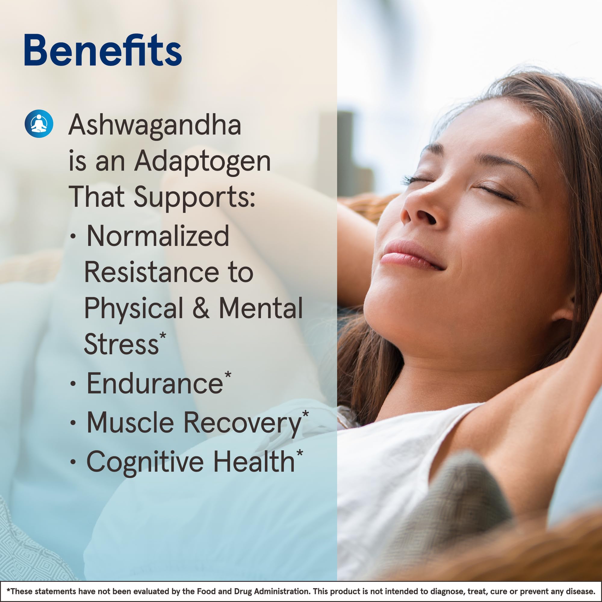 Jarrow Formulas Ashwagandha label close-up with key benefits
