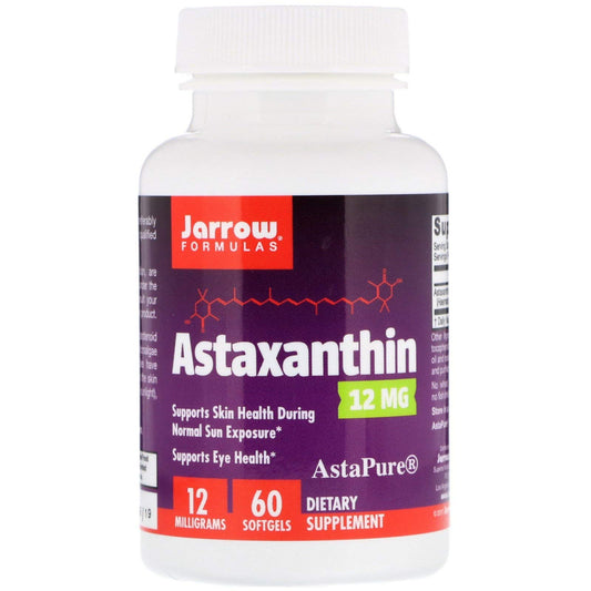 Jarrow Formulas Astaxanthin bottle front with 60 softgels for immune and eye support.