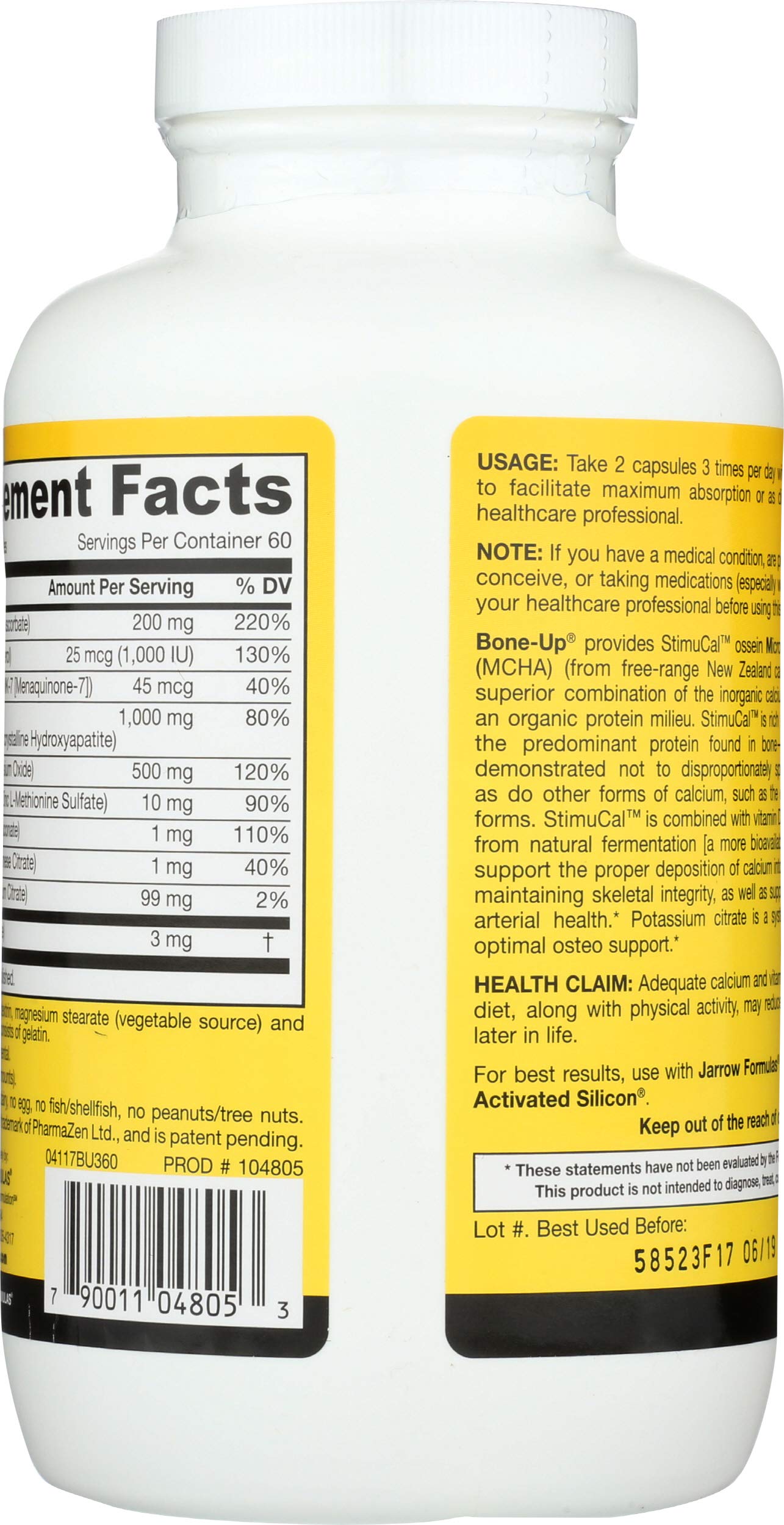 Close-up of BoneUp capsules emphasizing calcium-rich daily serving