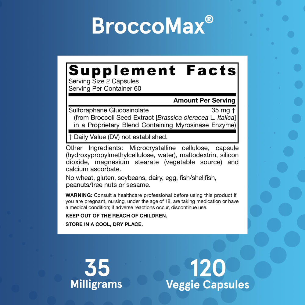 Jarrow Formulas BroccoMax broccoli seed extract visual emphasizes natural origin.