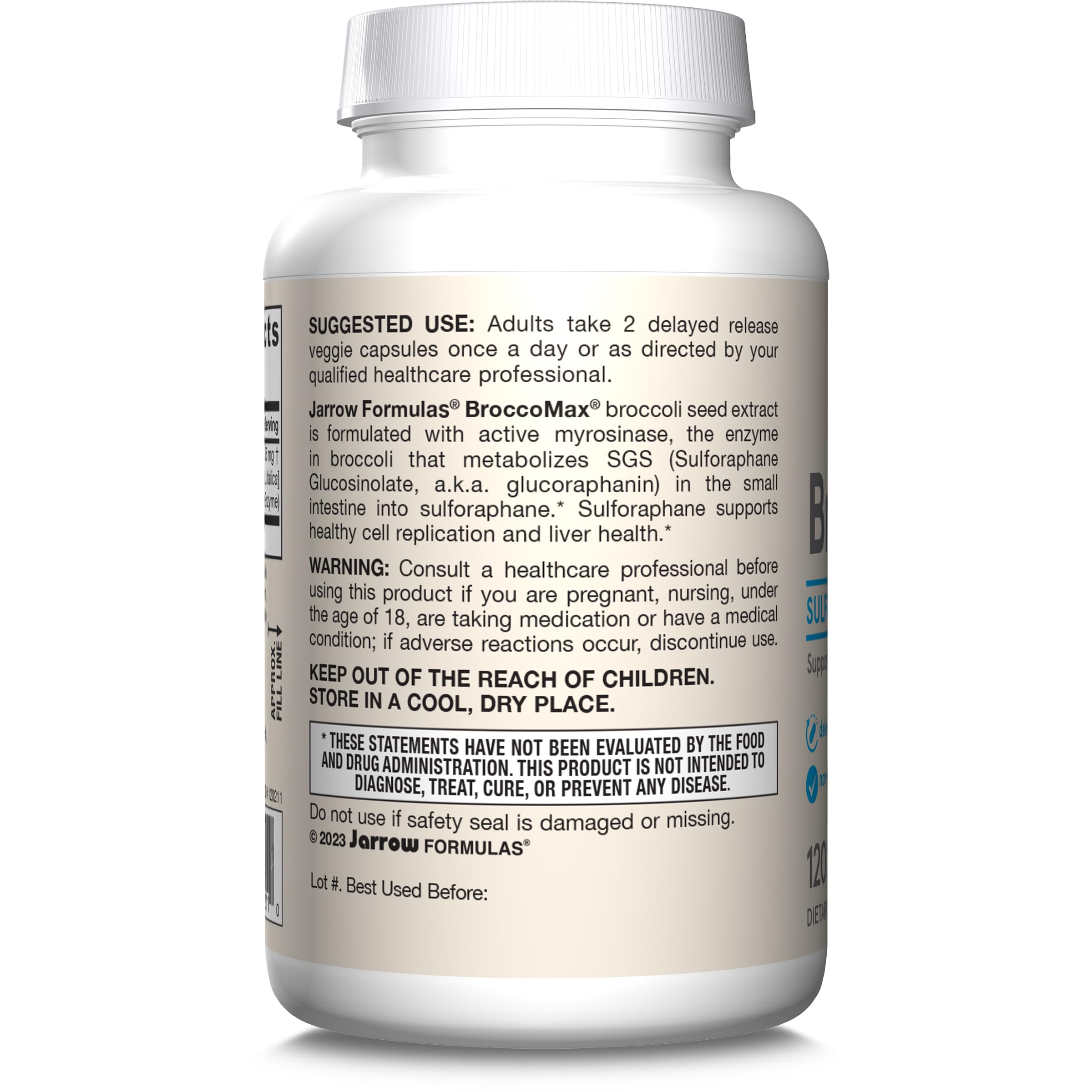 Jarrow Formulas BroccoMax health benefit graphic suggests potential support