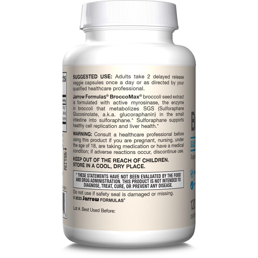 Jarrow Formulas BroccoMax health benefit graphic suggests potential support