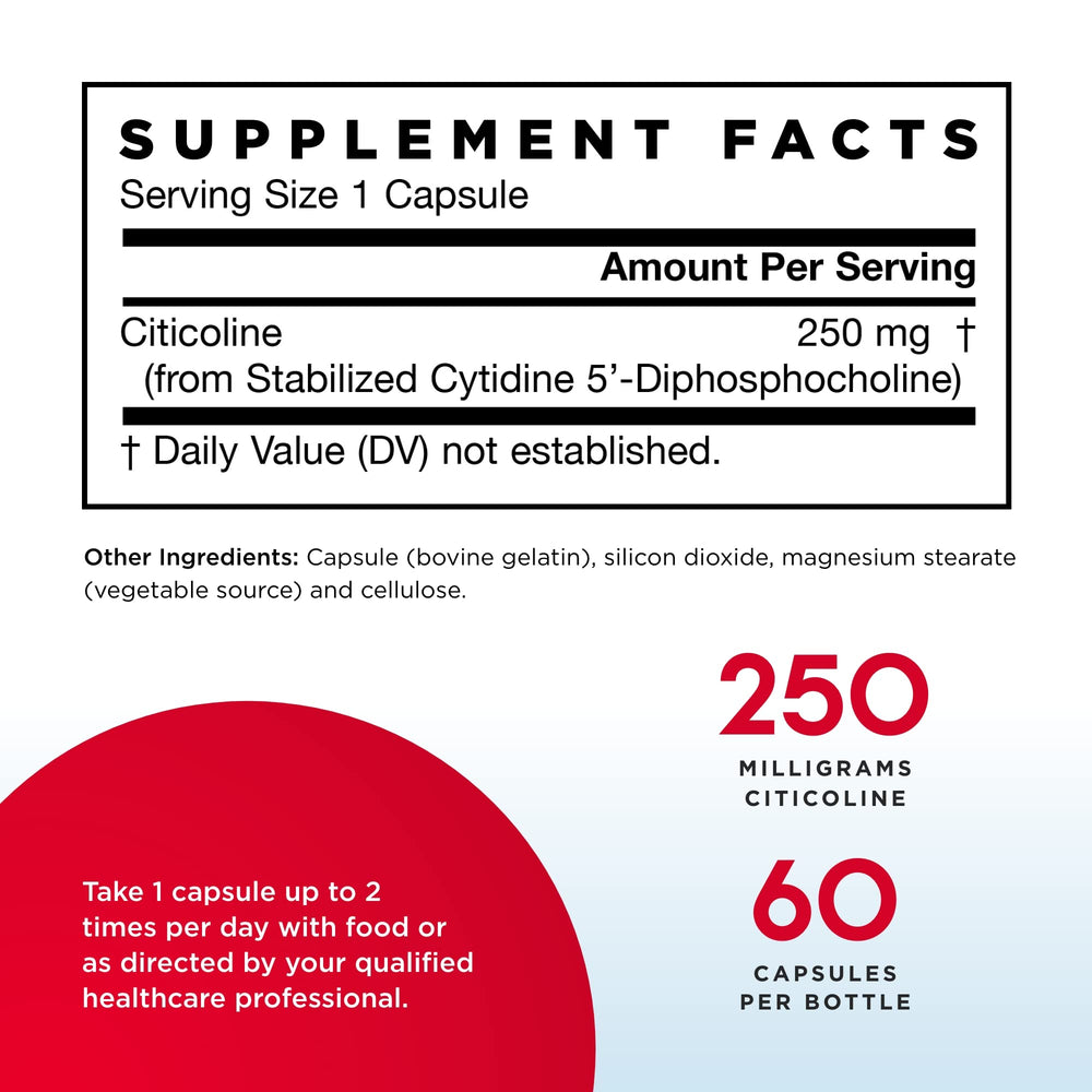 Jarrow Formulas CDP Choline capsules pack for easy daily use
