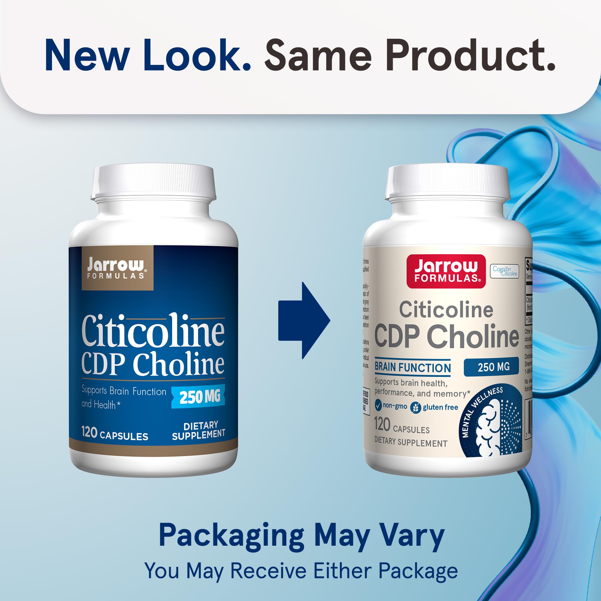 Jarrow Formulas Citicoline CDP Choline 250 mg capsules ready for daily use.