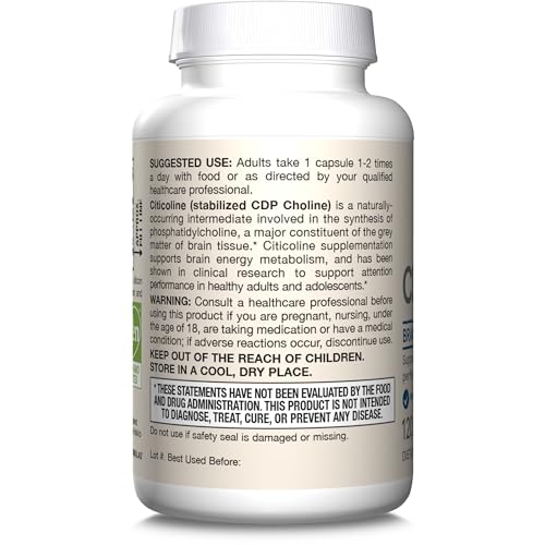 Product display featuring Jarrow Formulas Citicoline CDP Choline 250 mg for memory support.