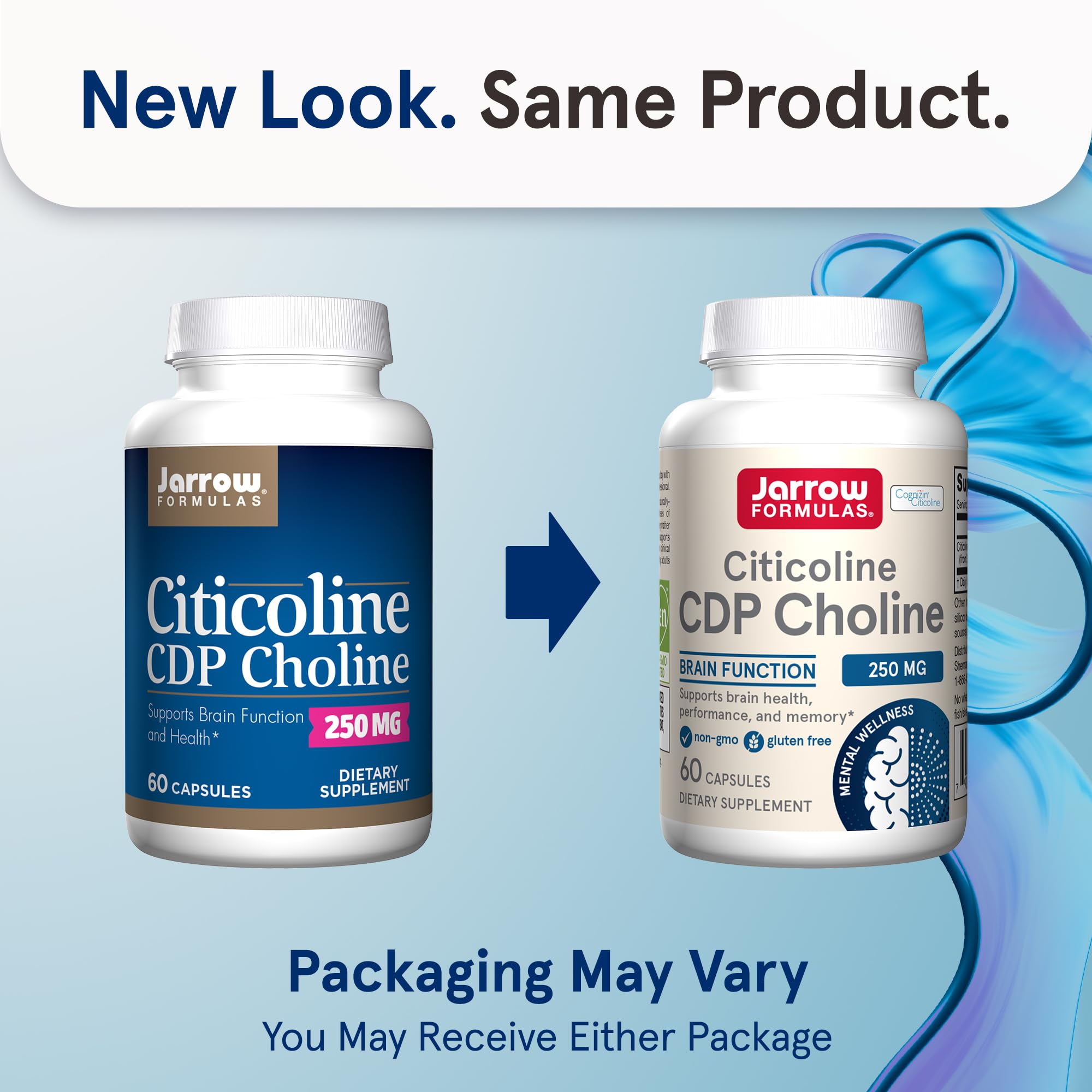 Close-up of Citicoline capsules in bottle for easy daily brain support.