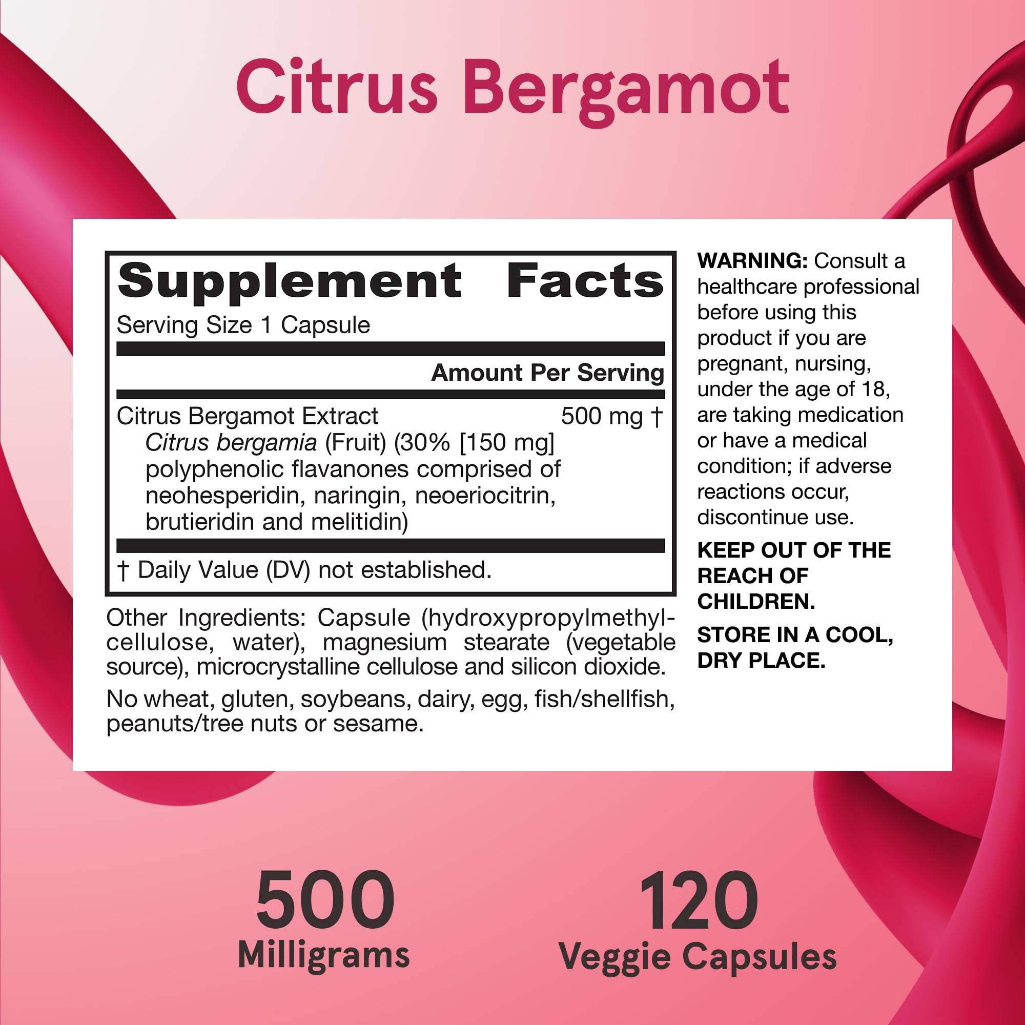 Bottle with measuring cap from Jarrow Formulas Citrus Bergamot suggests easy daily dosing.