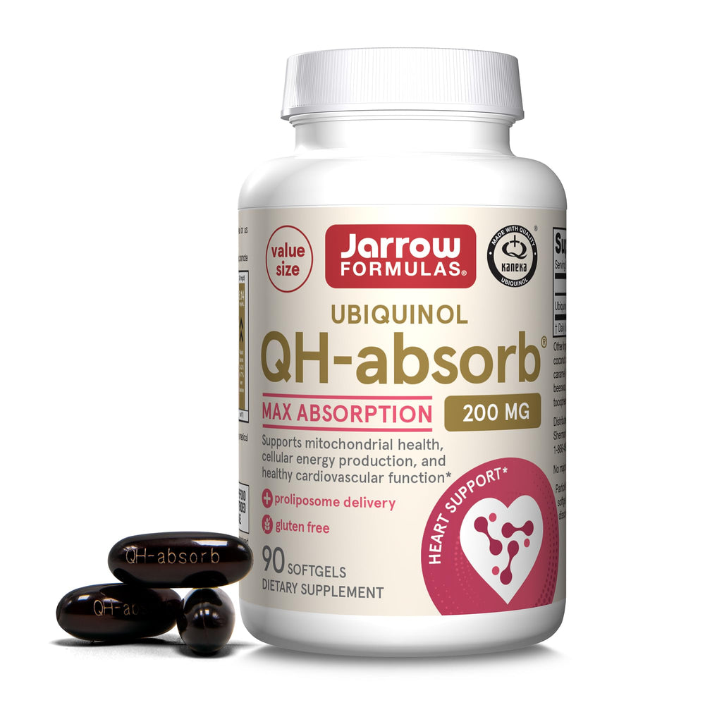 Jarrow Formulas CoQ10 200mg softgels bottle for cardiovascular support and daily energy.