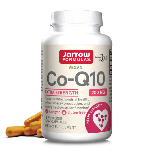 Jarrow Formulas Co-Q10 bottle front view highlighting 200 mg antioxidant support.