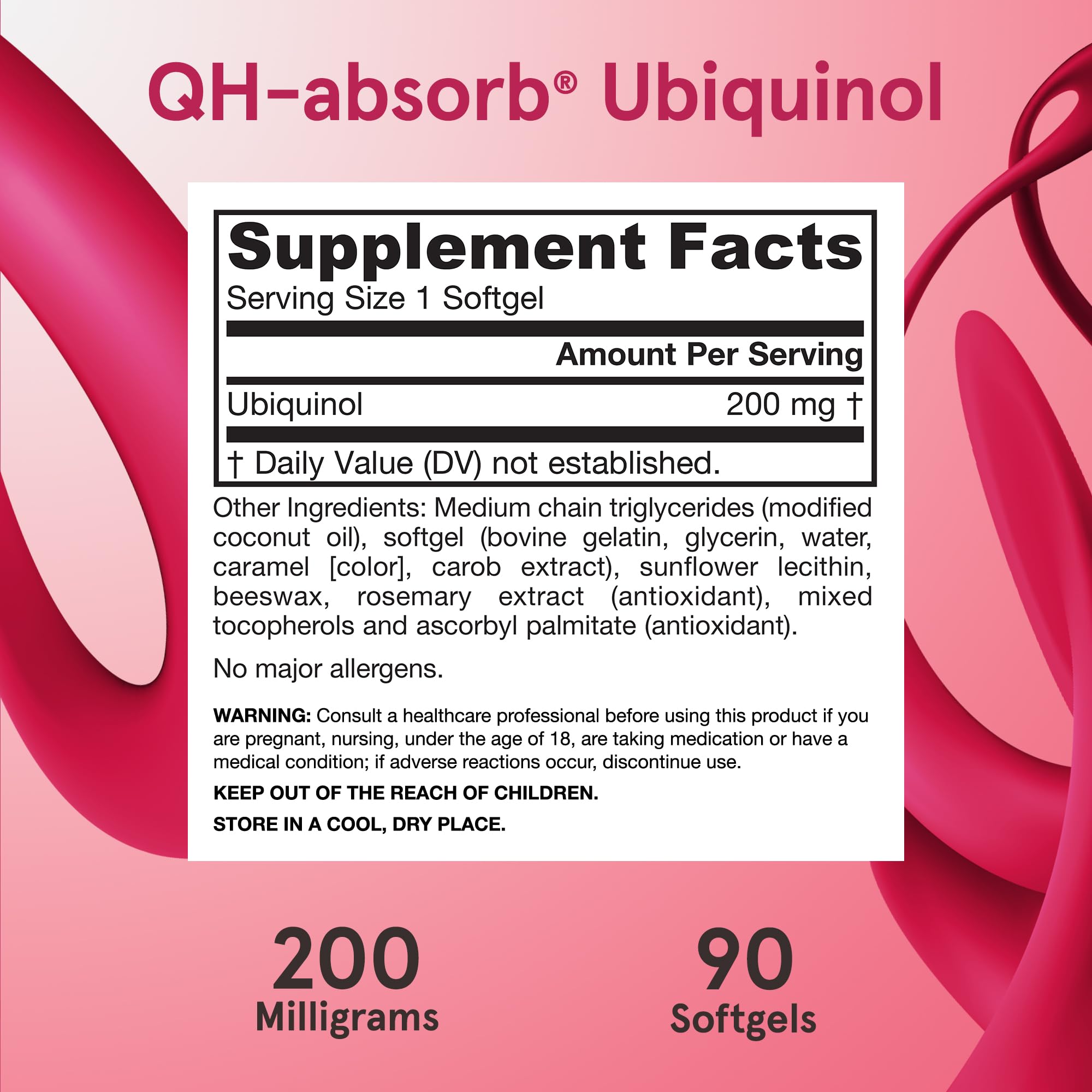 Jarrow Formulas CoQ10 softgels ingredient panel closeup aids informed choices.