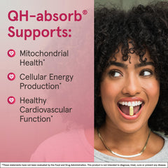 Jarrow Formulas CoQ10 ubiquinol softgels label shows QH-absorb science.