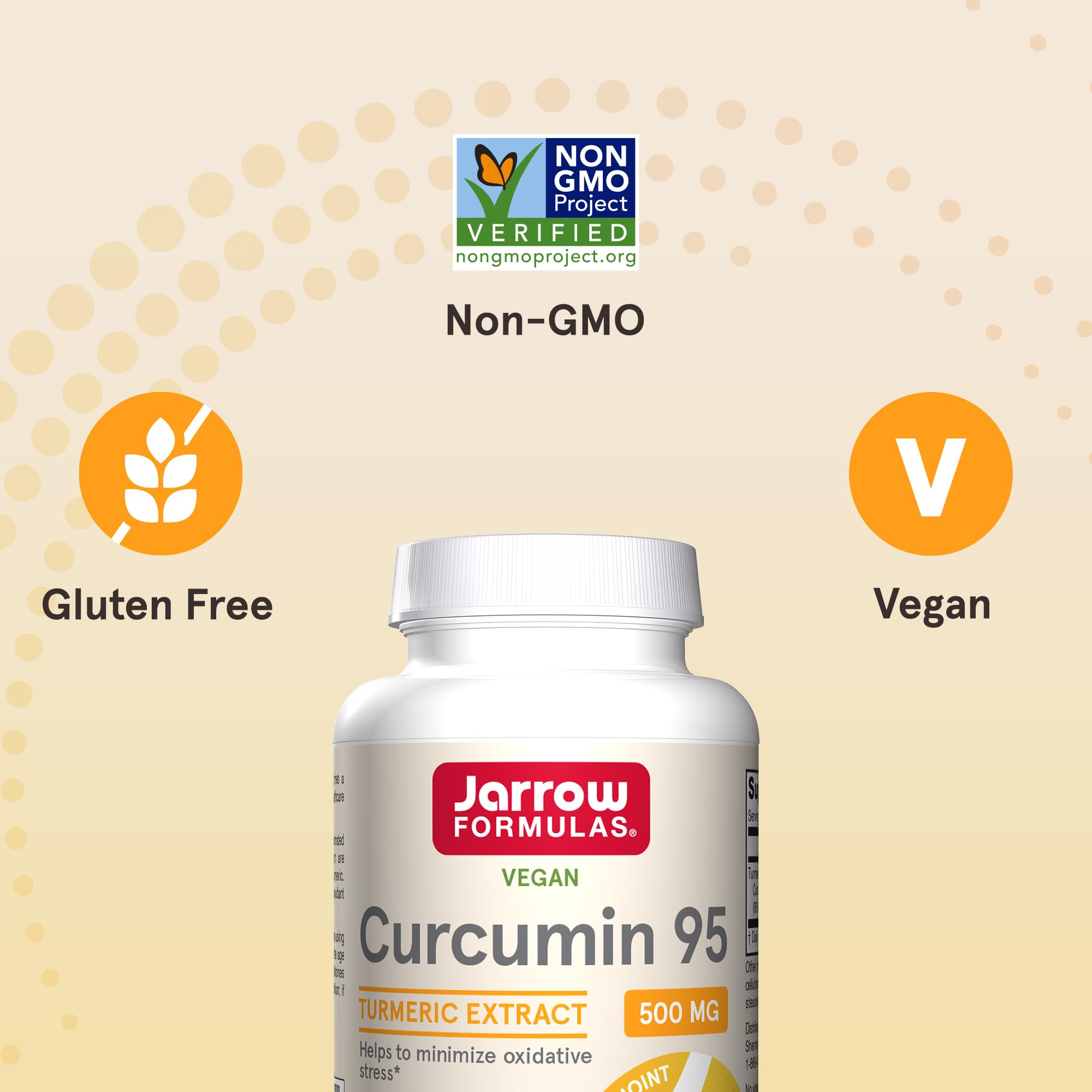 Jarrow Formulas Curcumin 95 bottle on shelf for daily use.