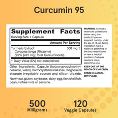 Packaging close-up of Jarrow Formulas Curcumin 95 showing product features.