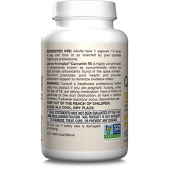 Jarrow Formulas Curcumin 95 label detail highlighting curcuminoids content.