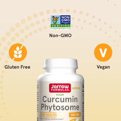 Jarrow Formulas Curcumin Phytosome Meriva ingredients panel highlighting gluten-free and allergen notes