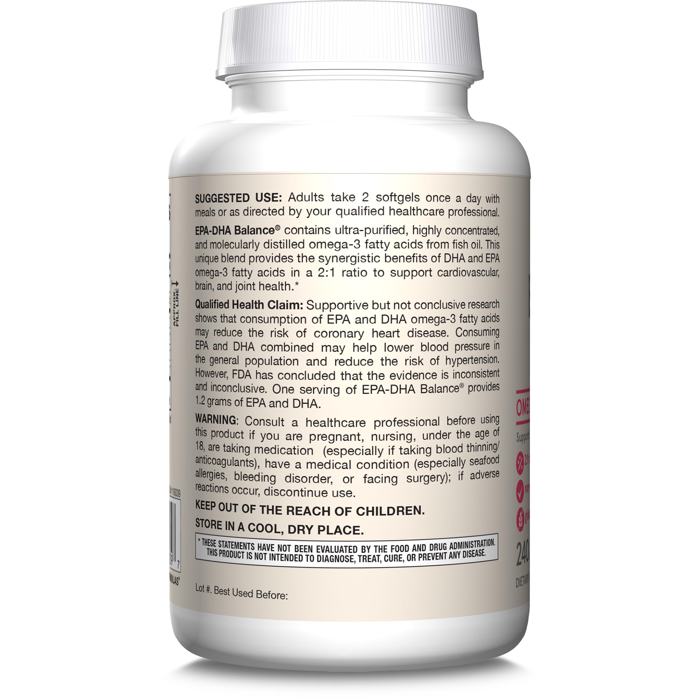 Jarrow Formulas EPA-DHA Balance 120-day supply badge on label