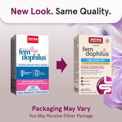 Jarrow Formulas Fem-Dophilus capsules close-up highlighting probiotic capsules.