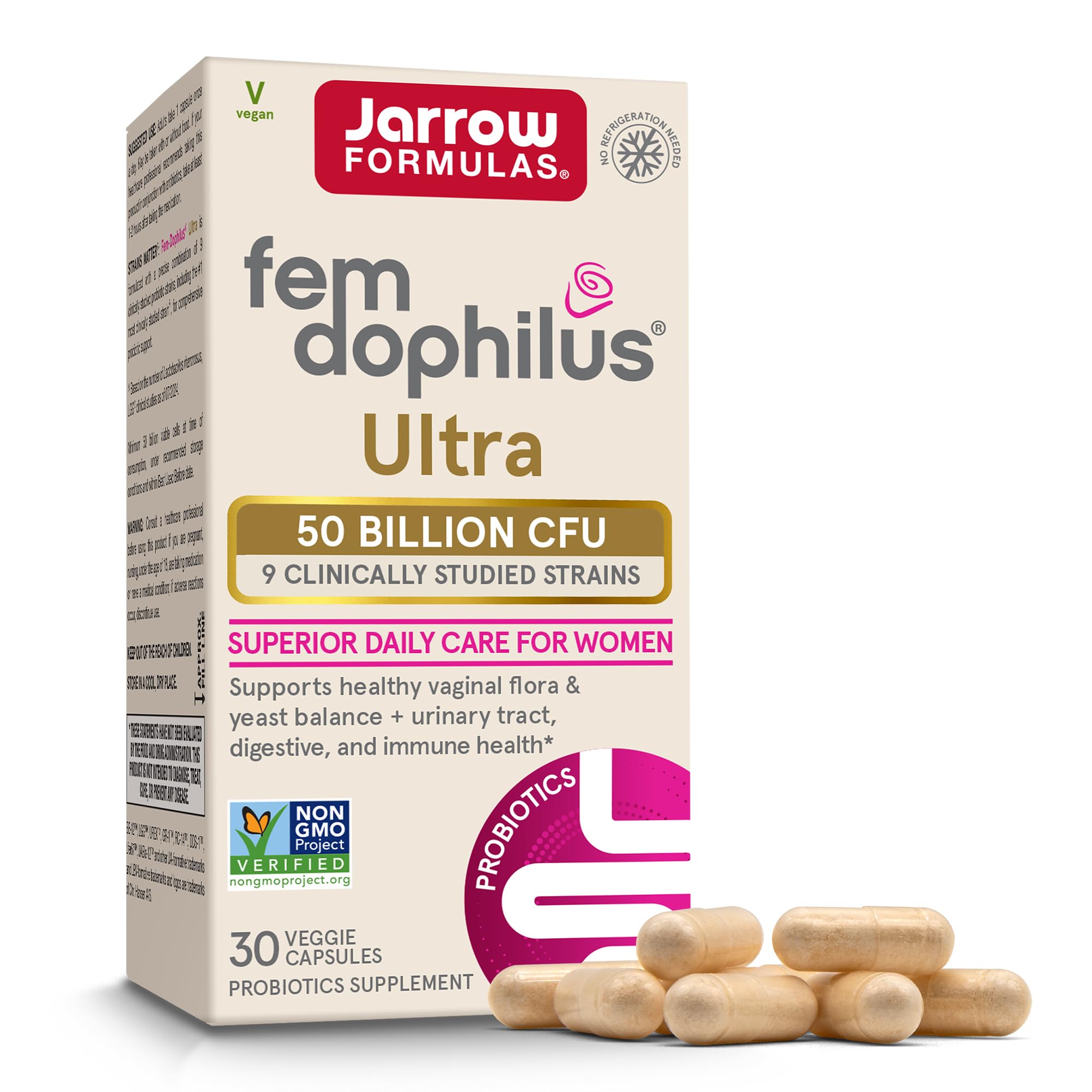 Jarrow Formulas Fem-Dophilus Ultra bottle front for daily women's balance