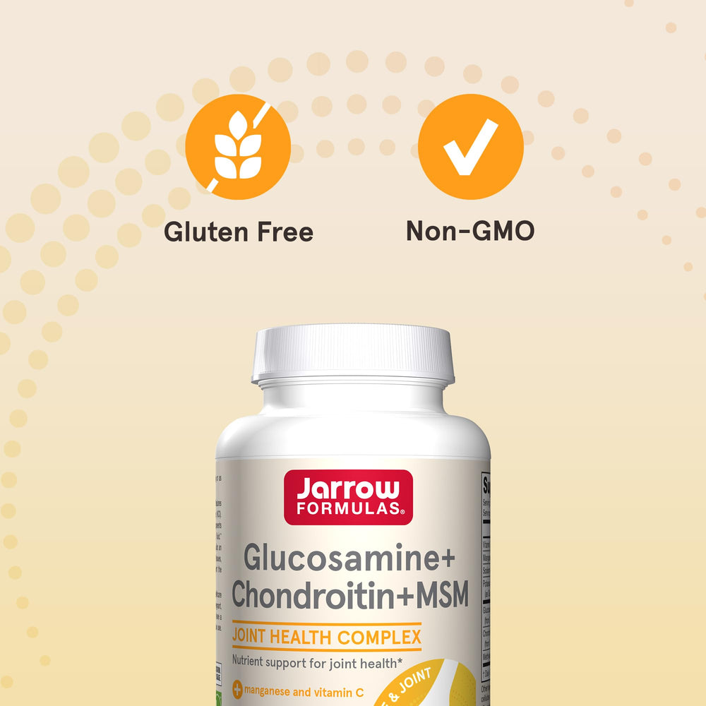 Close-up of Jarrow Formulas glucosamine-chondroitin-msm ingredients panel