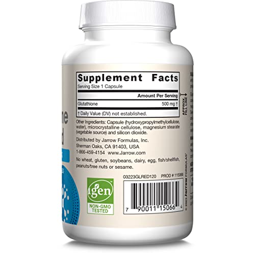 Jarrow Formulas Glutathione product packaging highlighting quality.