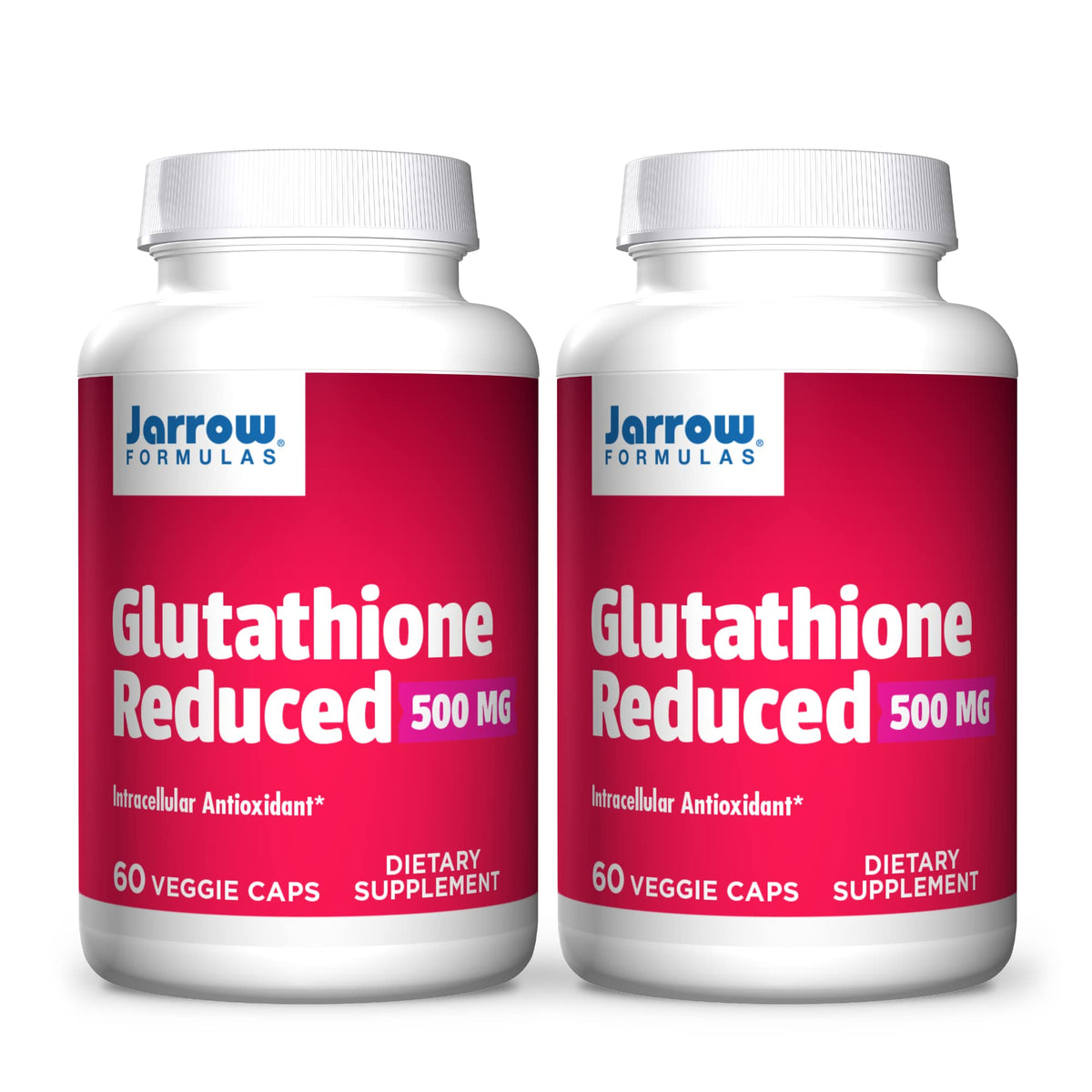 Jarrow Formulas Glutathione Reduced 500 mg bottle for daily wellness routine.