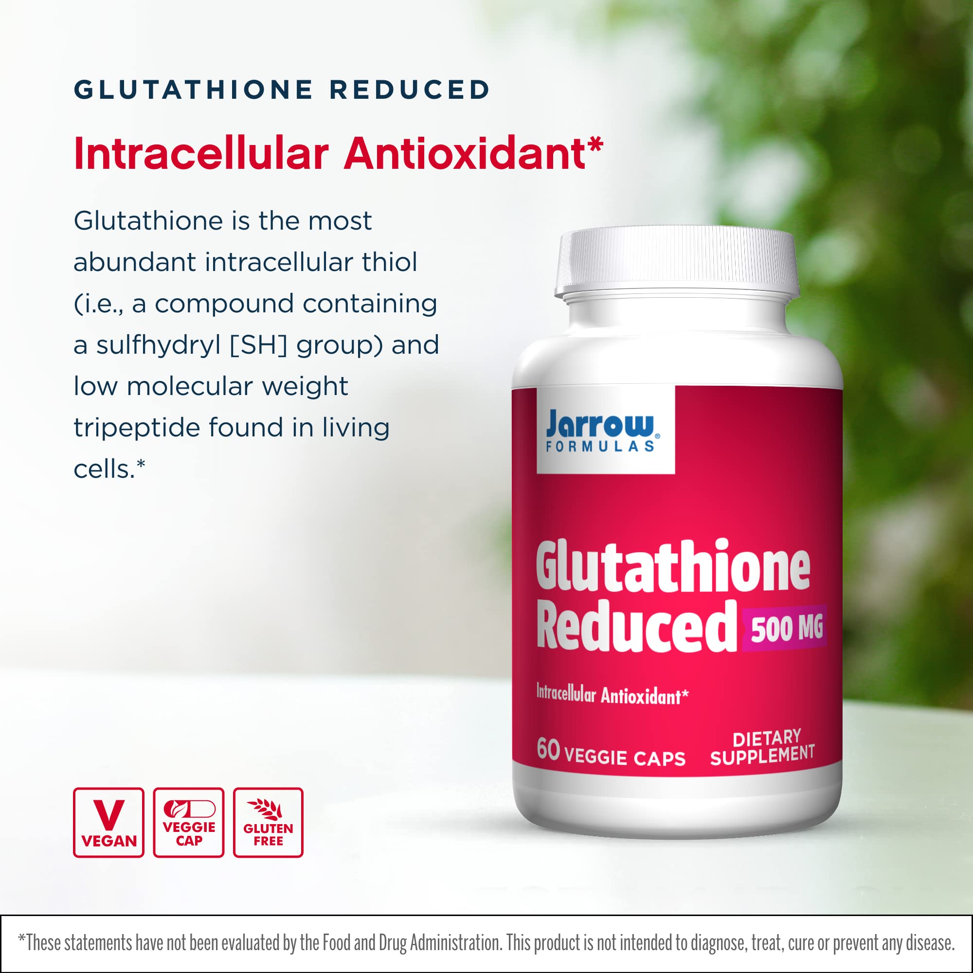 Two Jarrow Glutathione Reduced bottles in one pack for convenient refill.