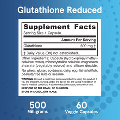 Jarrow Formulas Glutathione Reduced veggie capsules shown for plant-based wellness.