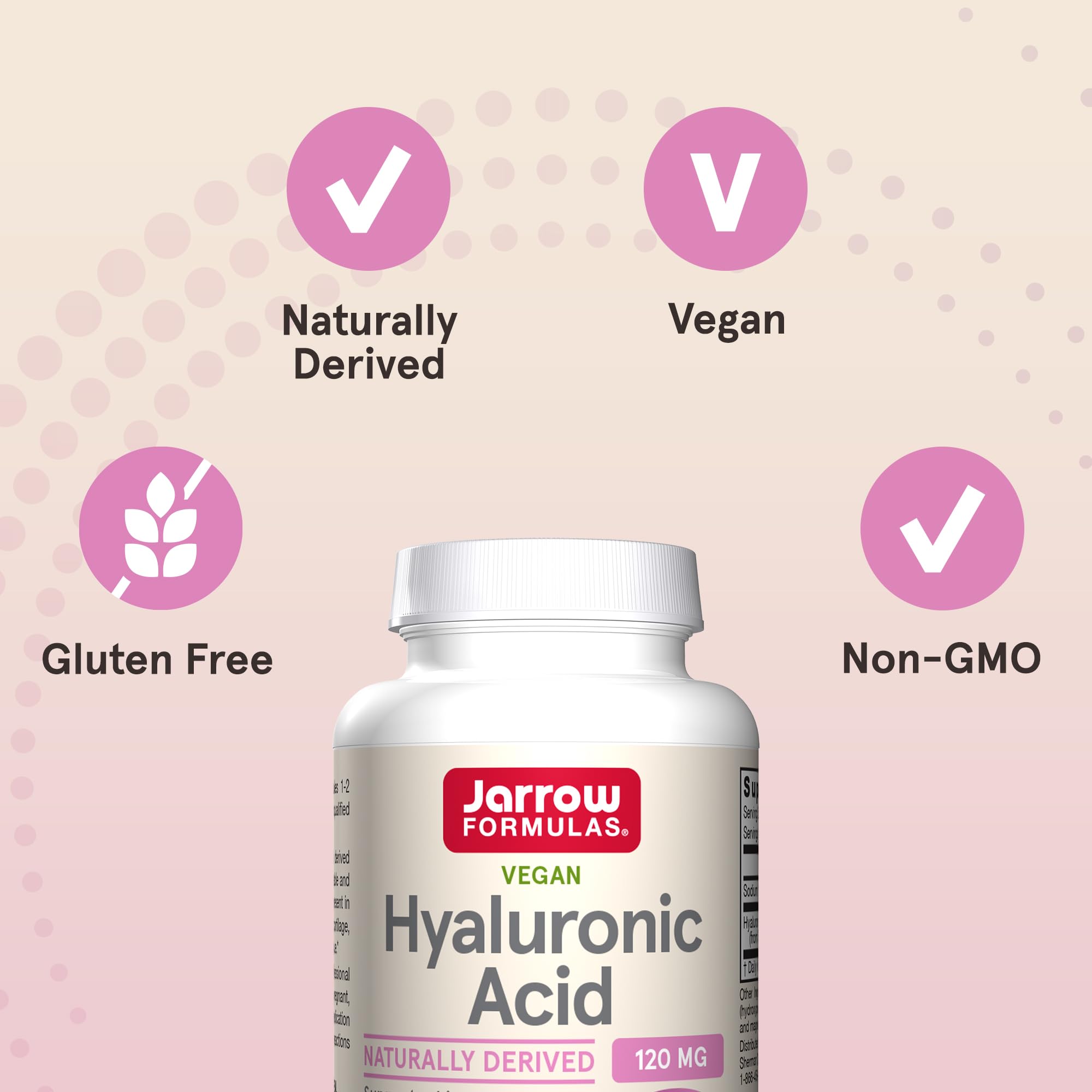 Jarrow Formulas Hyaluronic Acid daily-dose bottle suggests simple regimen