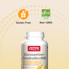 Jarrow Formulas ingredients panel with glucosamine, chondroitin, MSM, vitamin C and manganese.