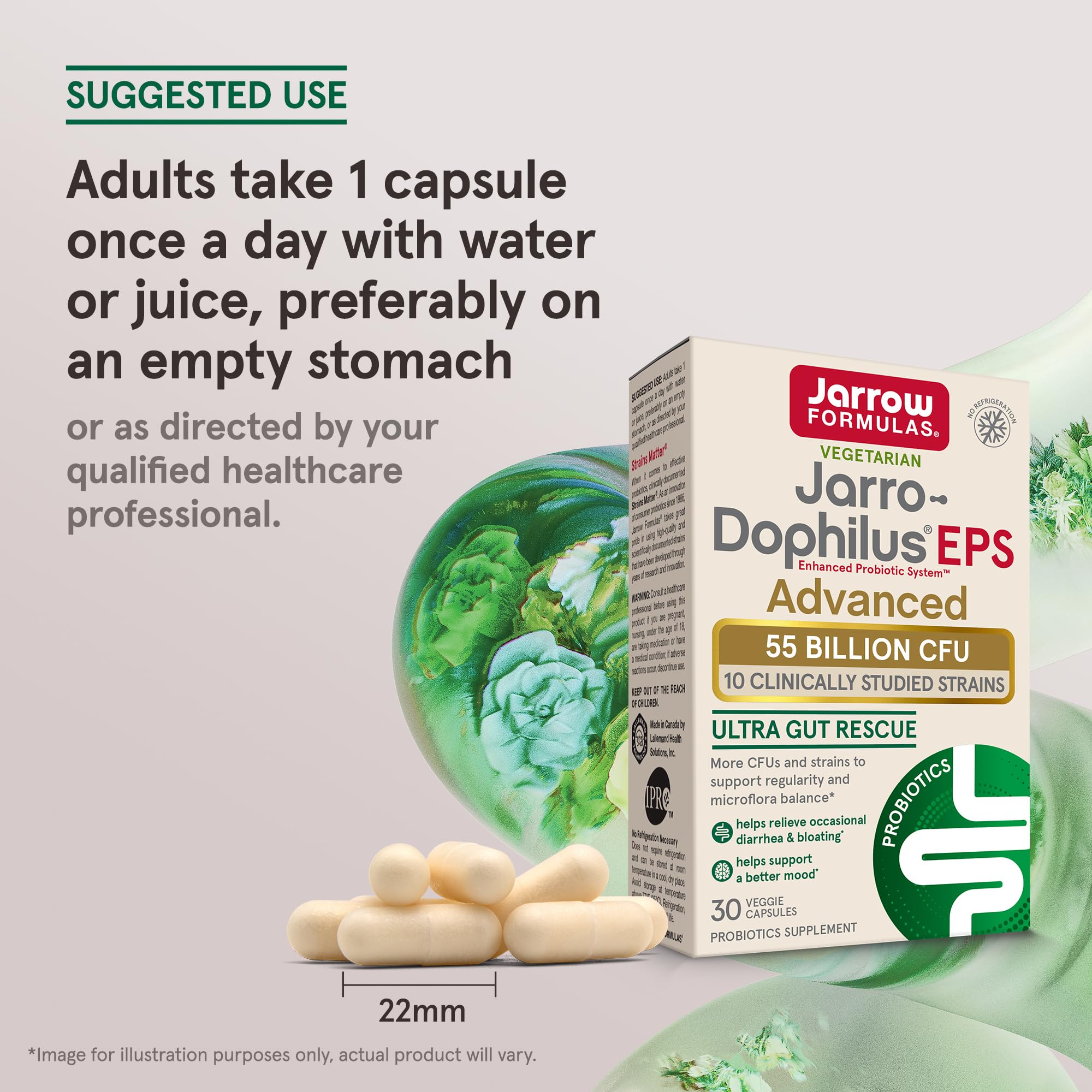 Jarrow Jarro-Dophilus EPS Advanced label highlights strains and CFU
