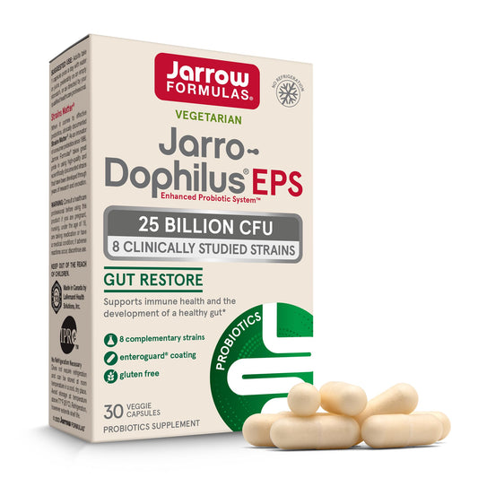 Jarrow Formulas Jarro-Dophilus EPS bottle front for gut health support.
