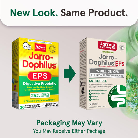Jarrow Formulas Jarro-Dophilus EPS capsules ready for daily probiotic routine.