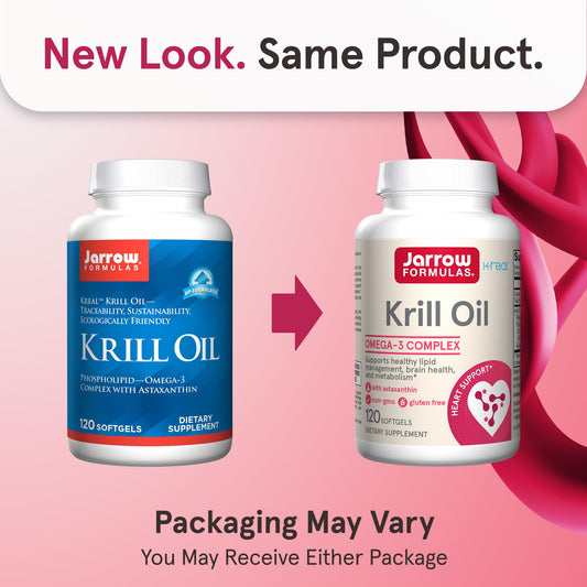 Jarrow Formulas Krill Oil softgels being poured for daily omega-3 intake