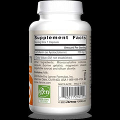 Jarrow Formulas Lactoferrin label highlights gluten-free, non-GMO attributes.