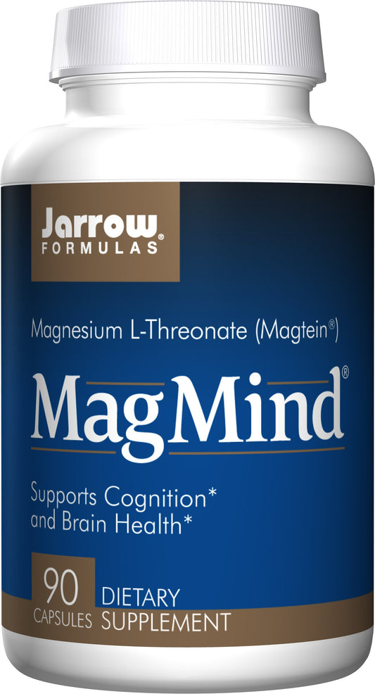 Jarrow Formulas MagMind bottle with capsules supporting focus.