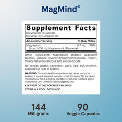 Label close-up showing MagMind ingredients and Magtein